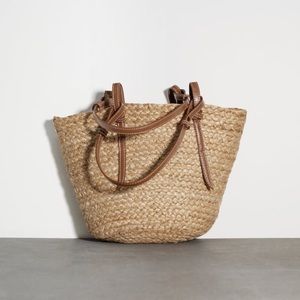 Zara Mini Jute Tote Bag Natural with inside pockets 6131/810